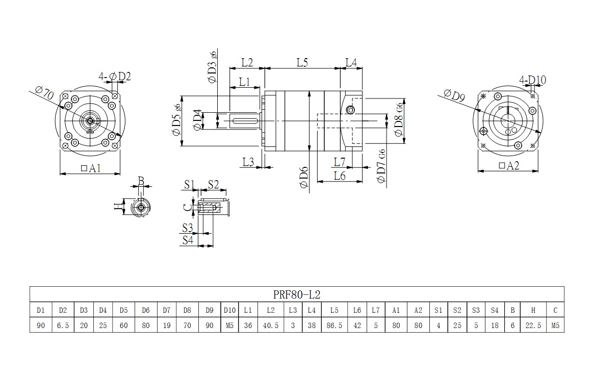 PRL80_L2系列伺服減速機圖紙